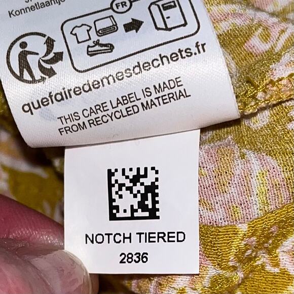 Boden Notch Tiered Floral Midi Dress Yellow Pink Print EcoVero US Size 10R - Picture 10 of 11